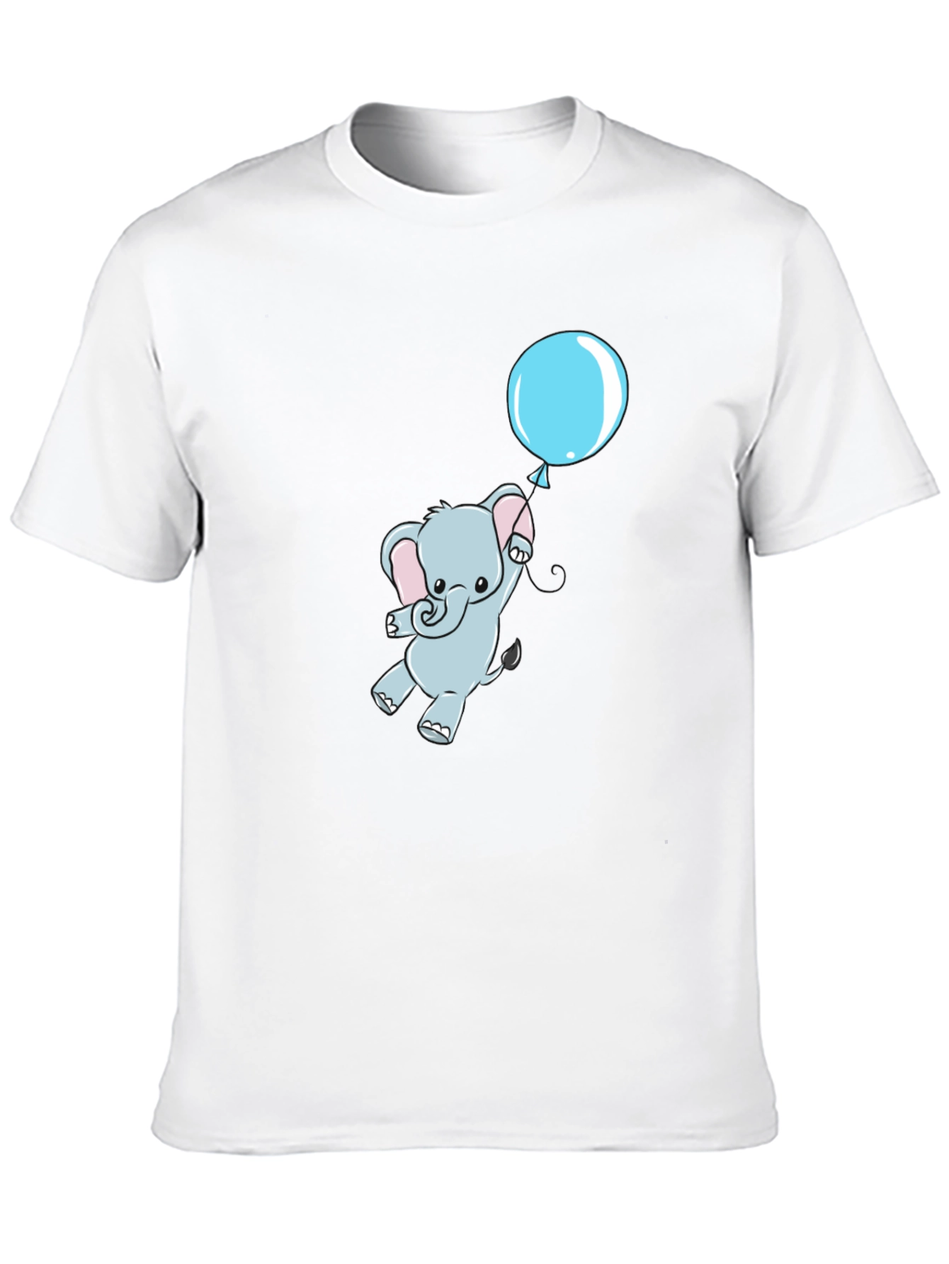 Cute Elephant and Balloon Black T-Shirt