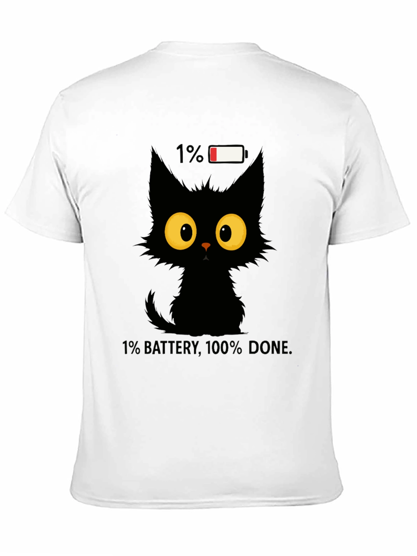 Funny Cat 1% Battery Graphic Tee