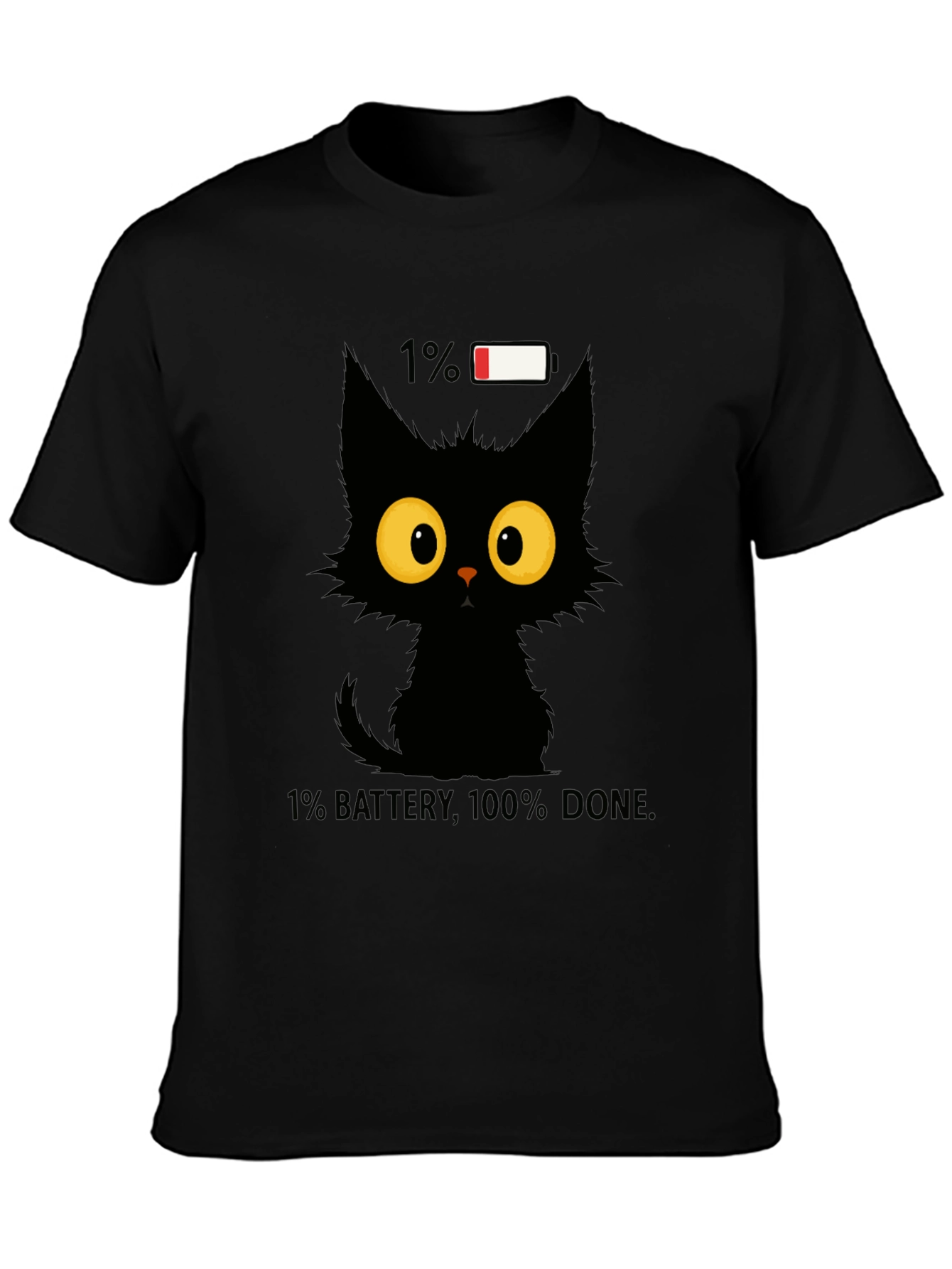 Funny Cat 1% Battery Graphic Tee