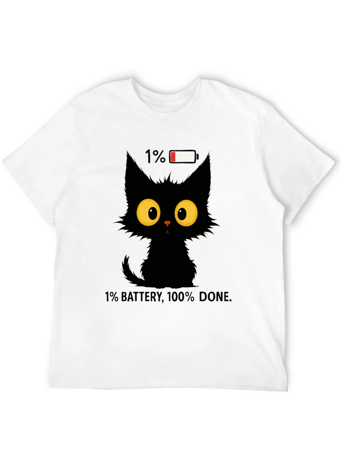 Funny Cat 1% Battery Graphic Tee