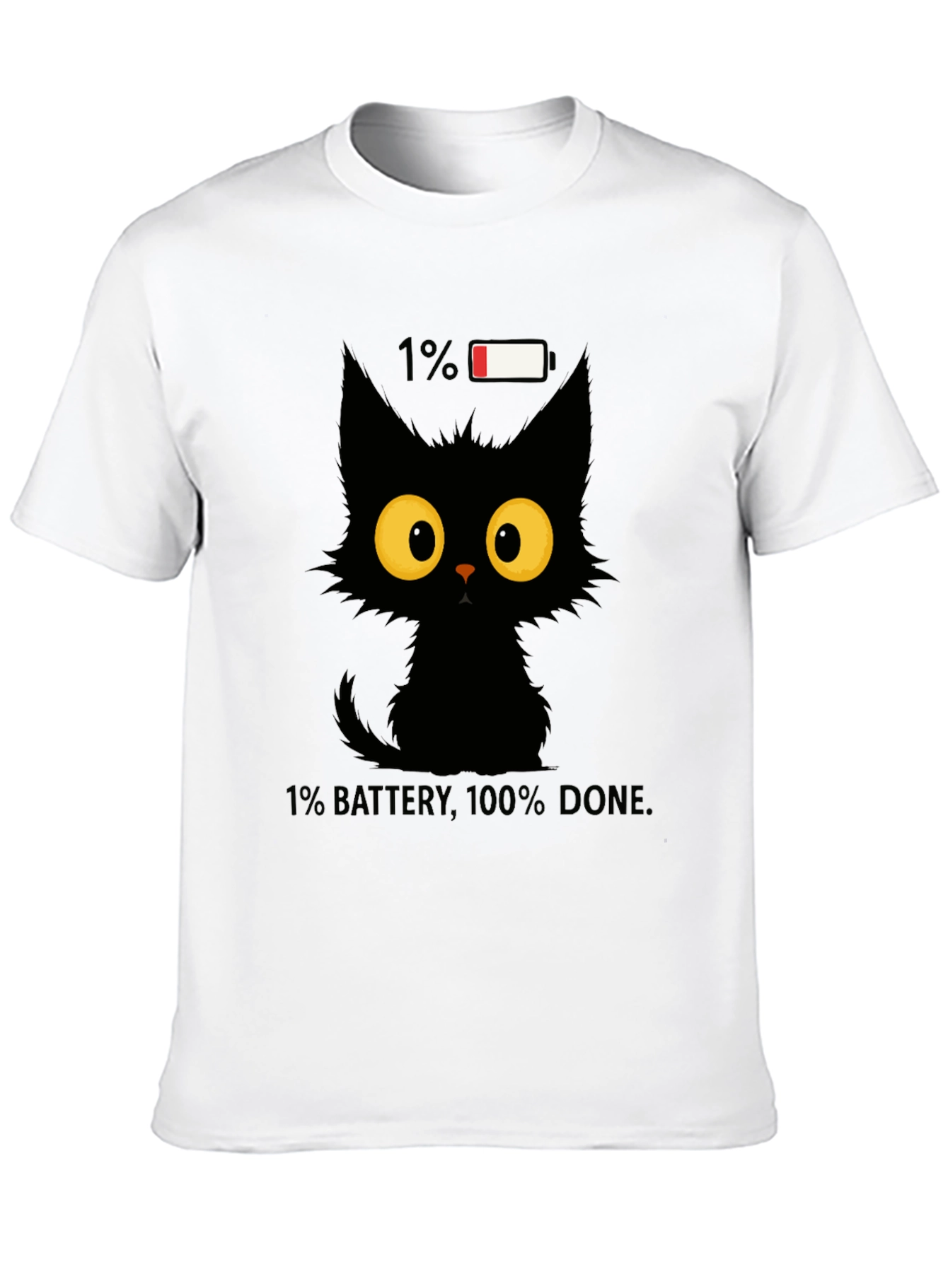 Funny Cat 1% Battery Graphic Tee