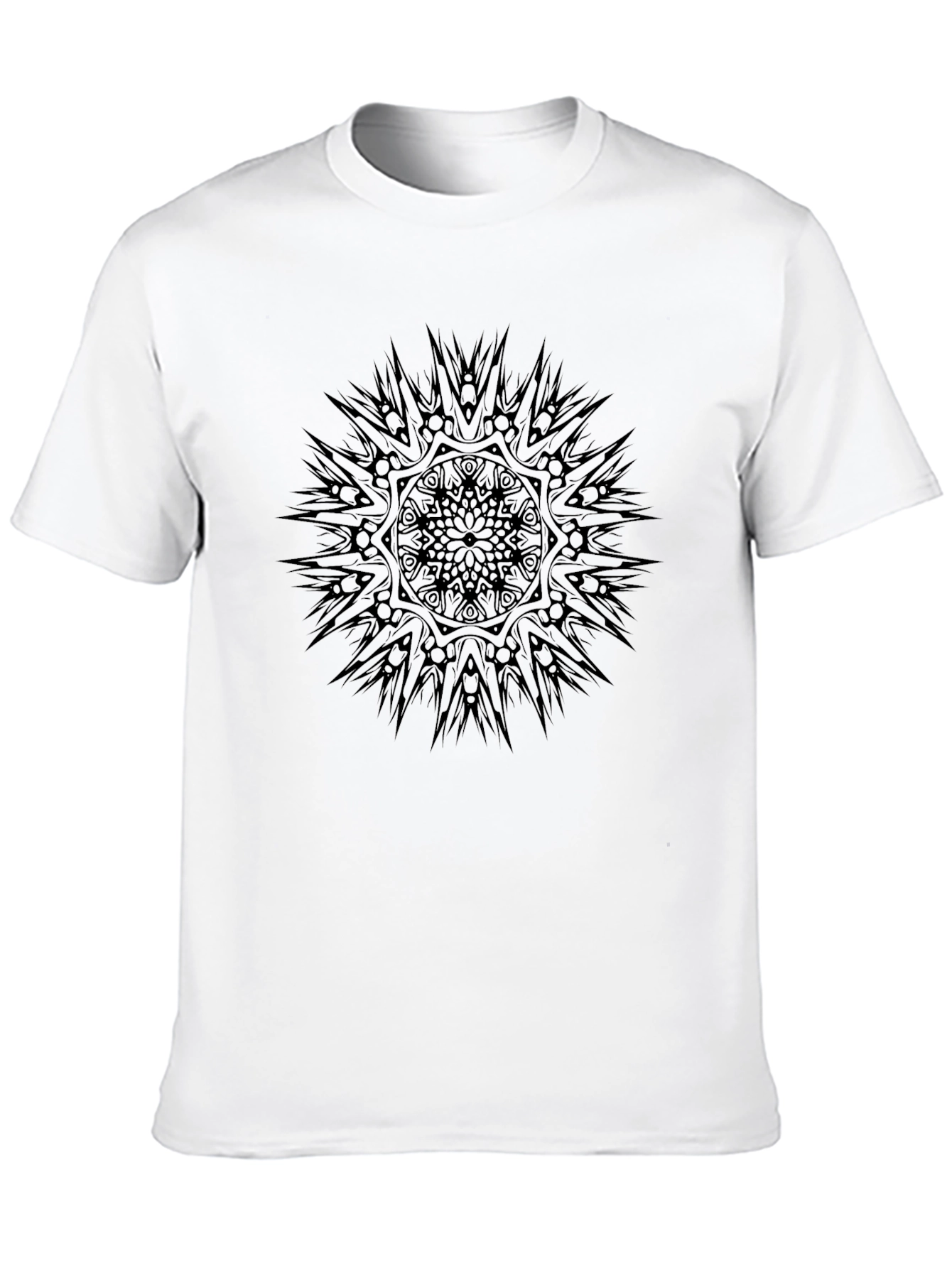 Tribal Mandala Graphic Tee - Black Cotton T-Shirt