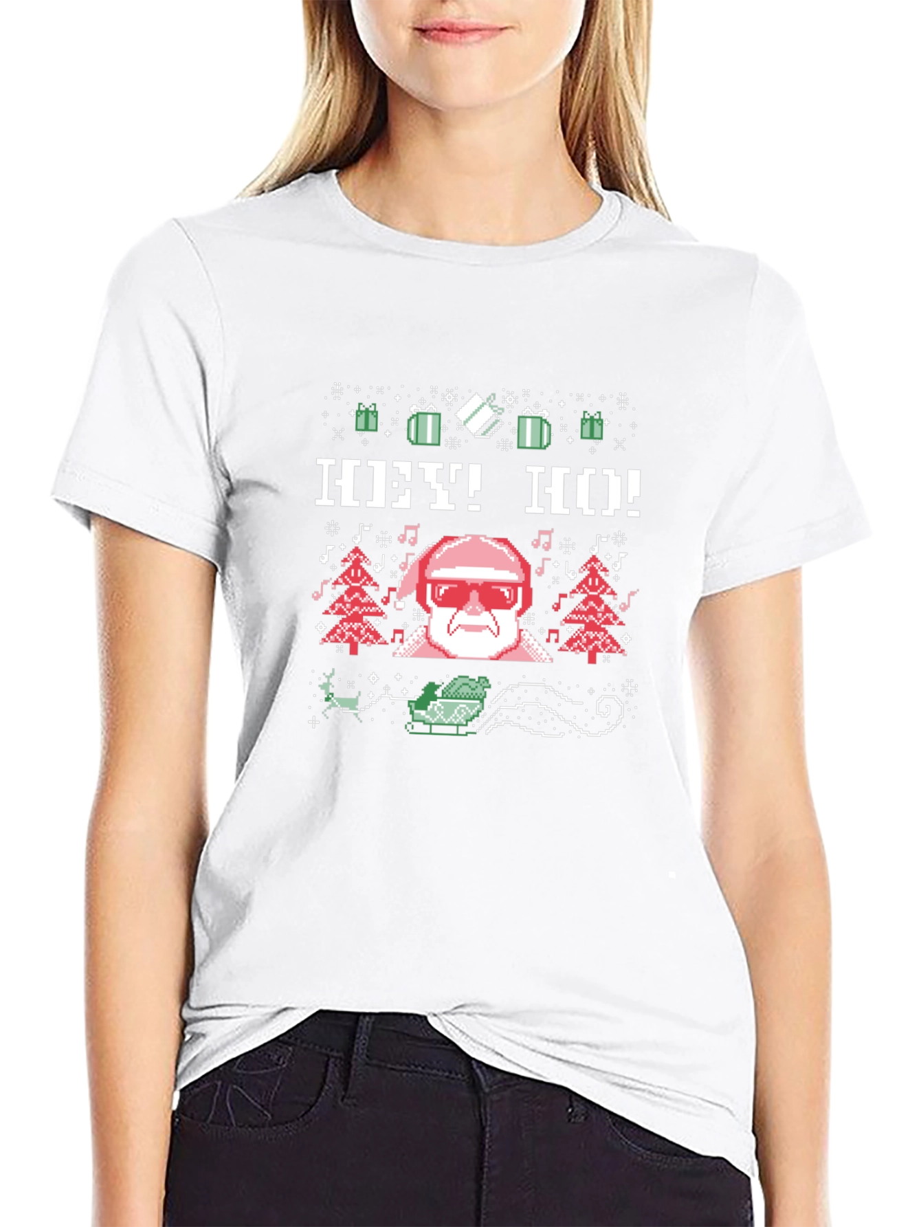 Cool Santa Pixel Art Ugly Christmas T-Shirt