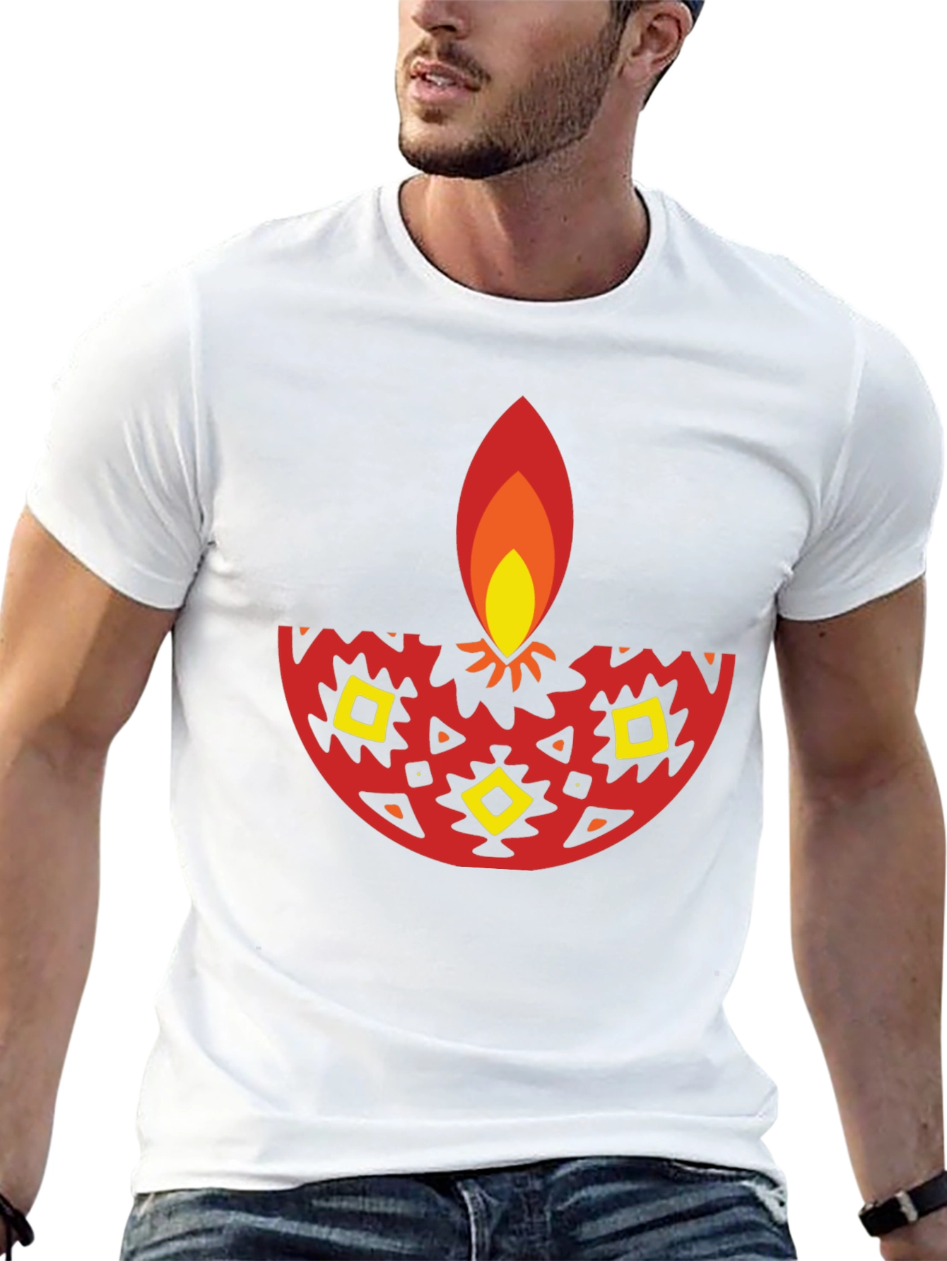 Diwali Graphic Tee - Black Cotton Blend T-Shirt