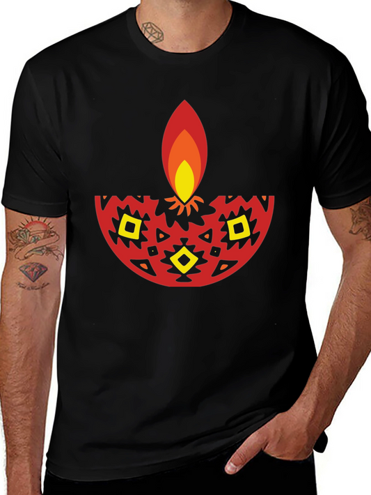 Diwali Graphic Tee - Black Cotton Blend T-Shirt