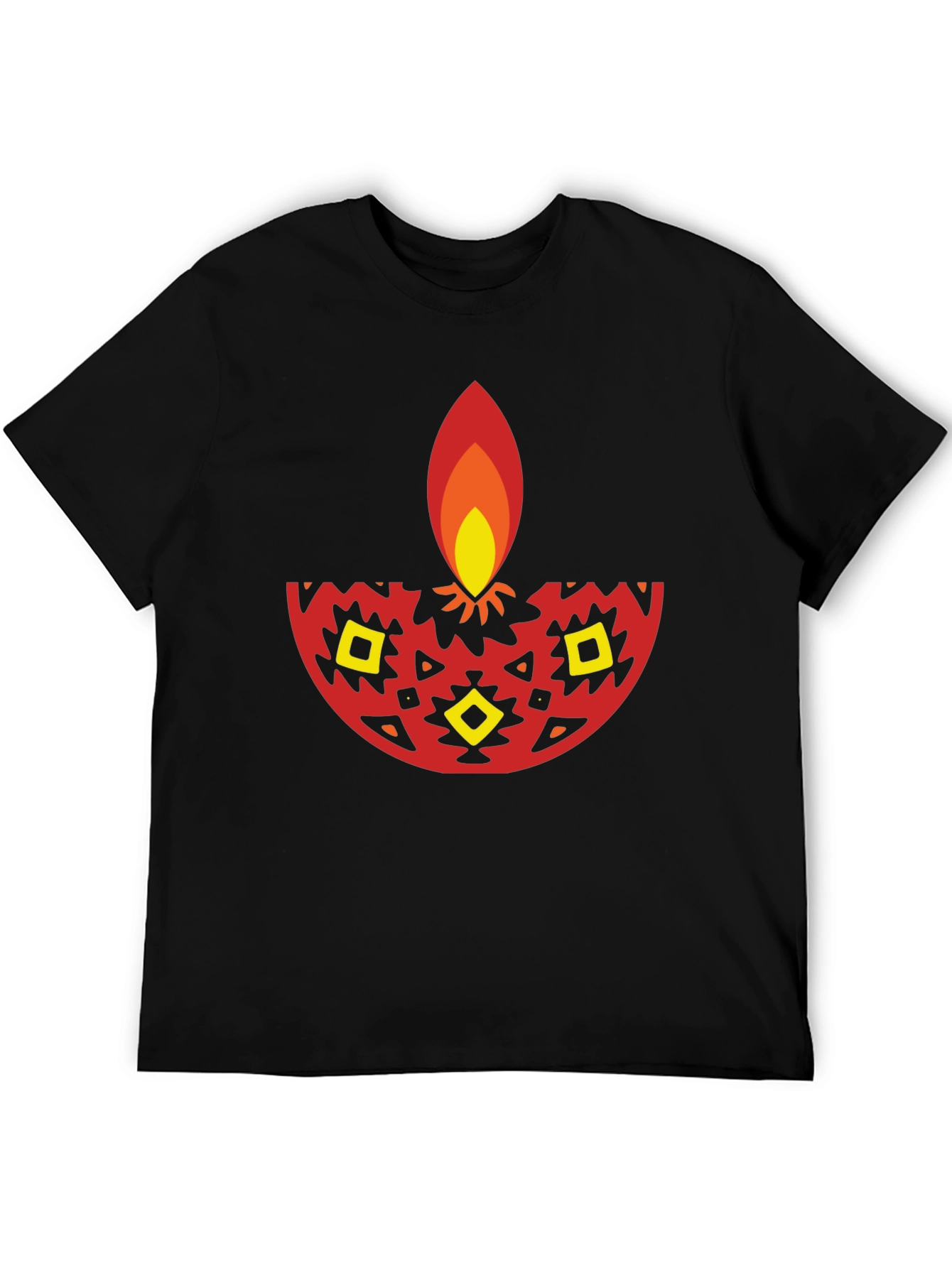 Diwali Graphic Tee - Black Cotton Blend T-Shirt