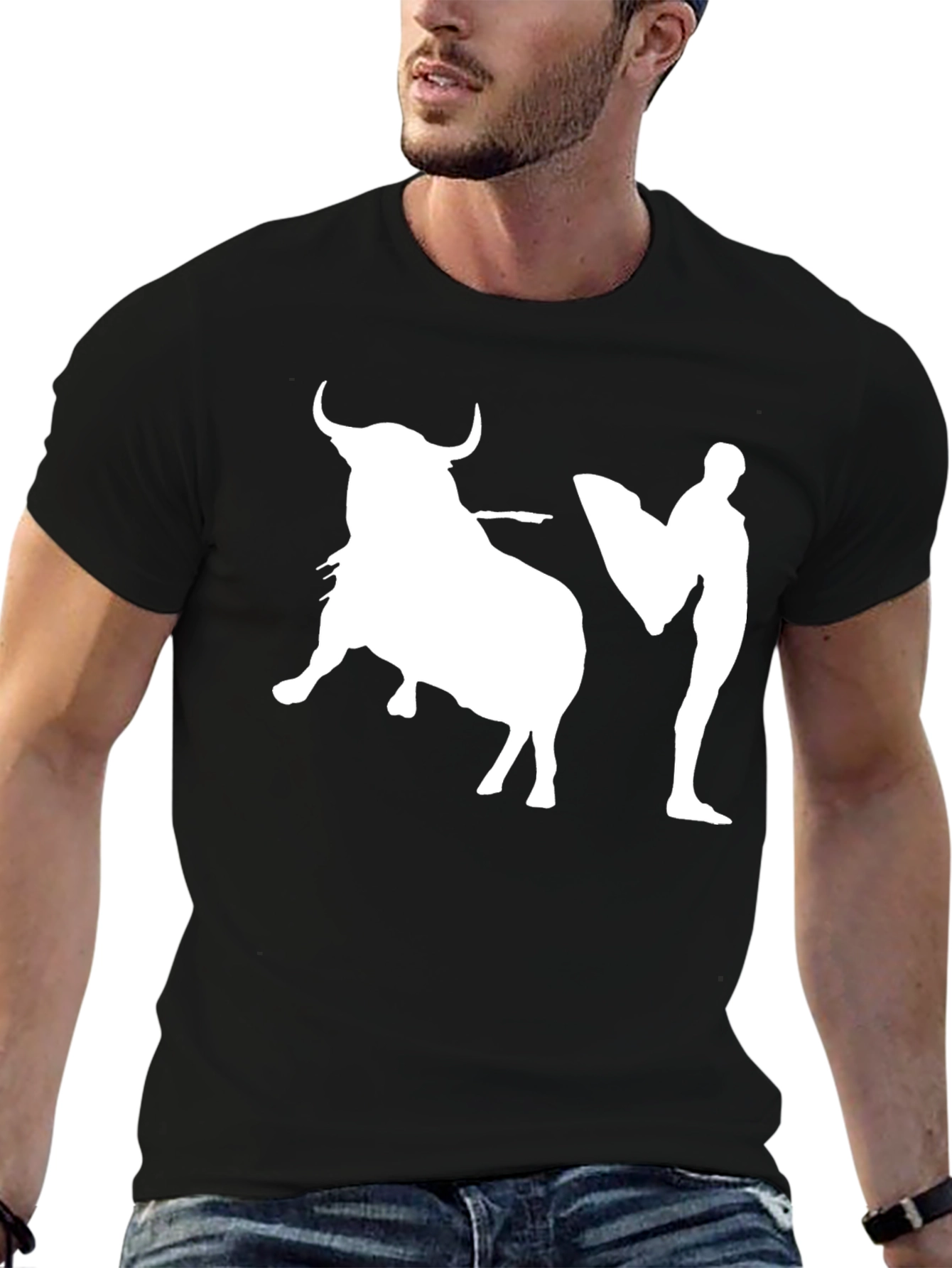 Bullfighter Graphic Tee - Black Cotton T-Shirt
