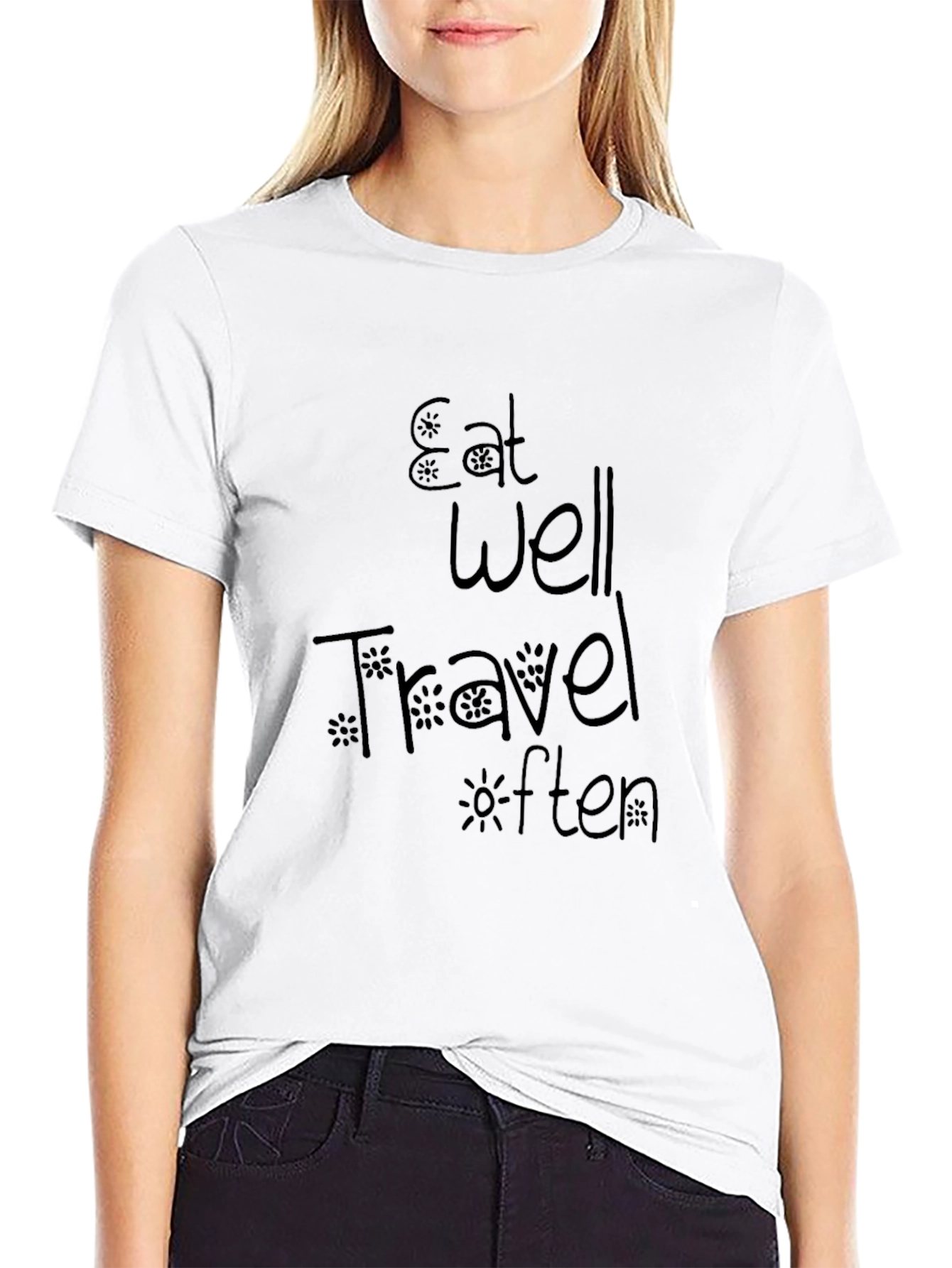 Eat Well Travel Often Black T-Shirt