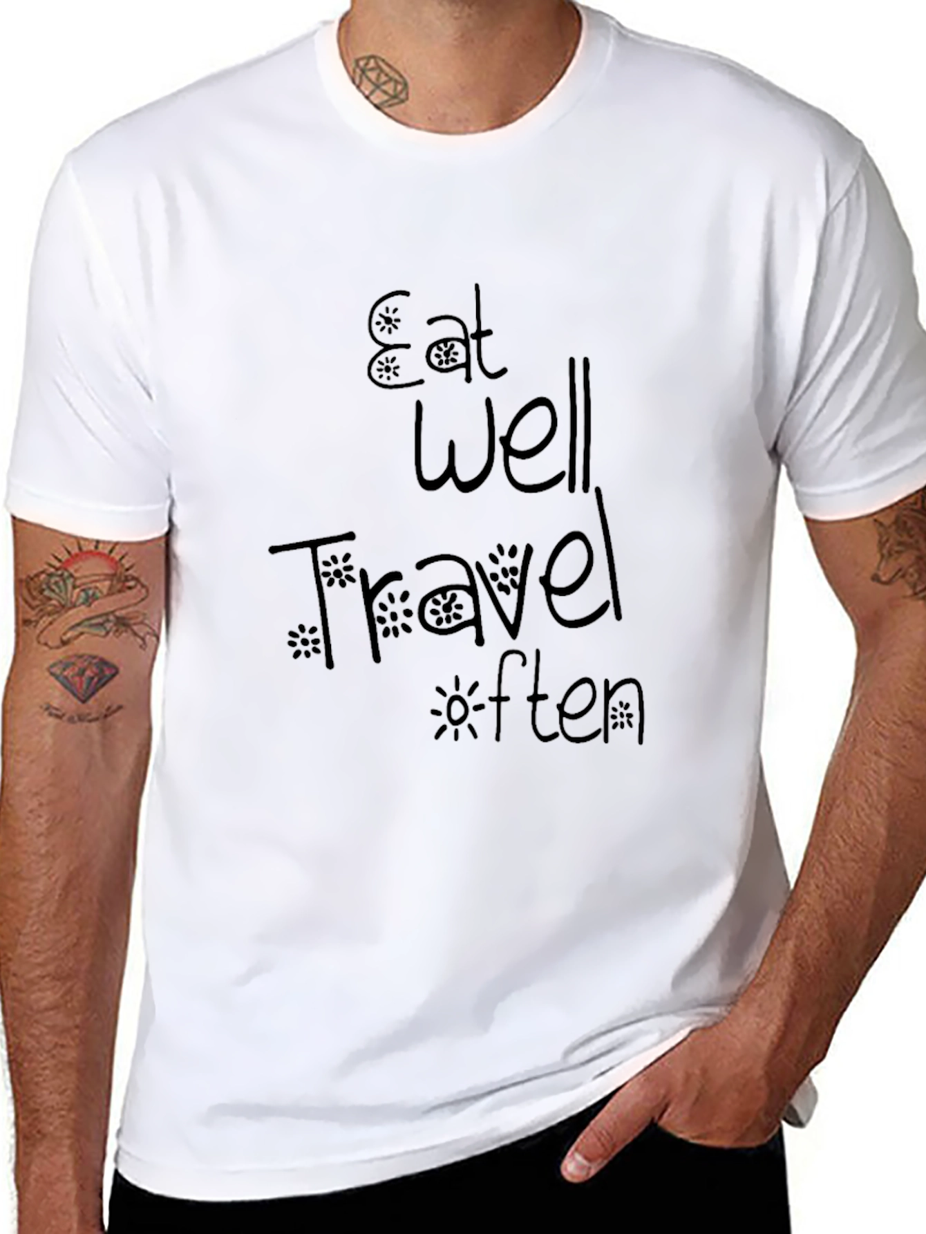 Eat Well Travel Often Black T-Shirt