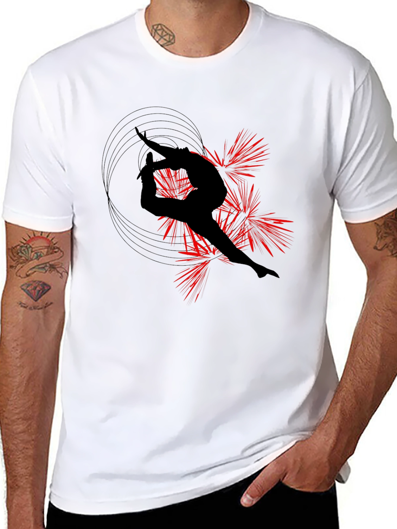 Gymnast Silhouette Black T-Shirt - Artistic Design