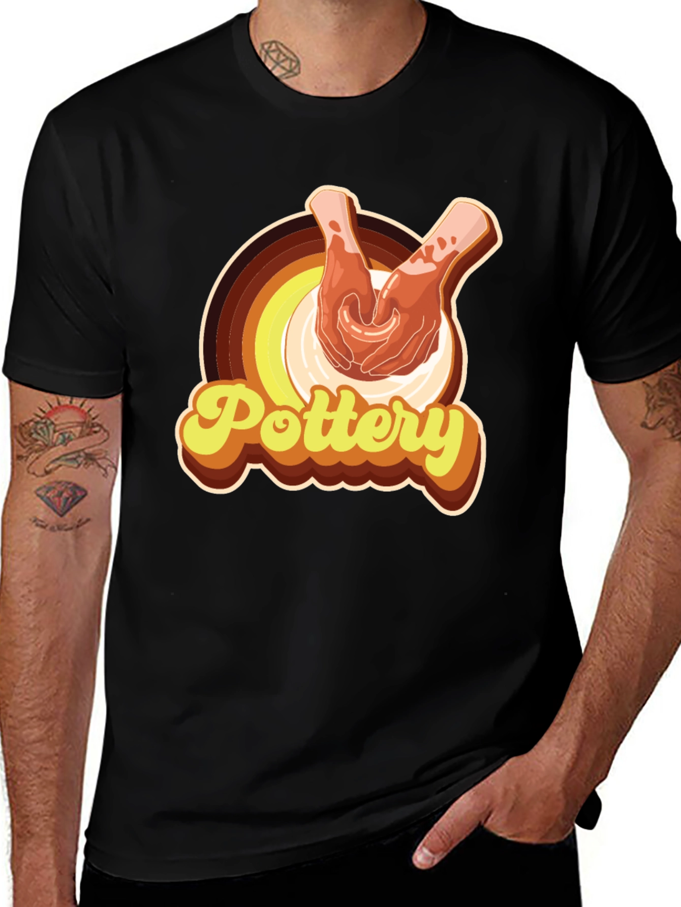 Pottery Hands T-Shirt - Retro Style Pottering Tee