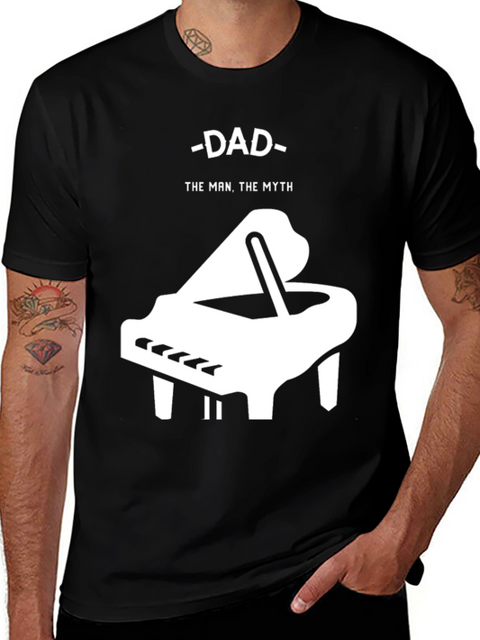 Dad The Man Myth Piano Graphic T-Shirt