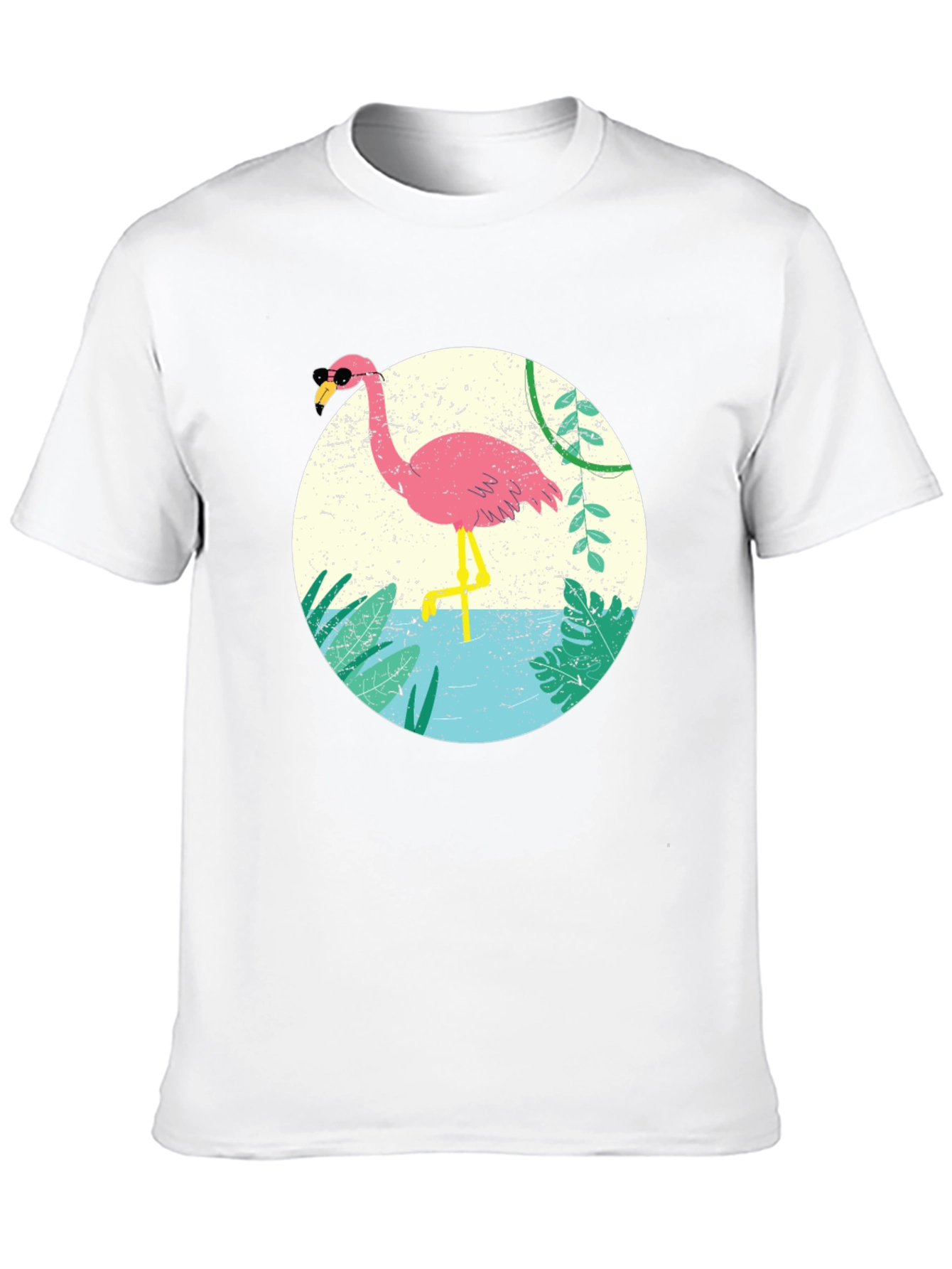Cool Flamingo Graphic Tee - Black Cotton T-Shirt