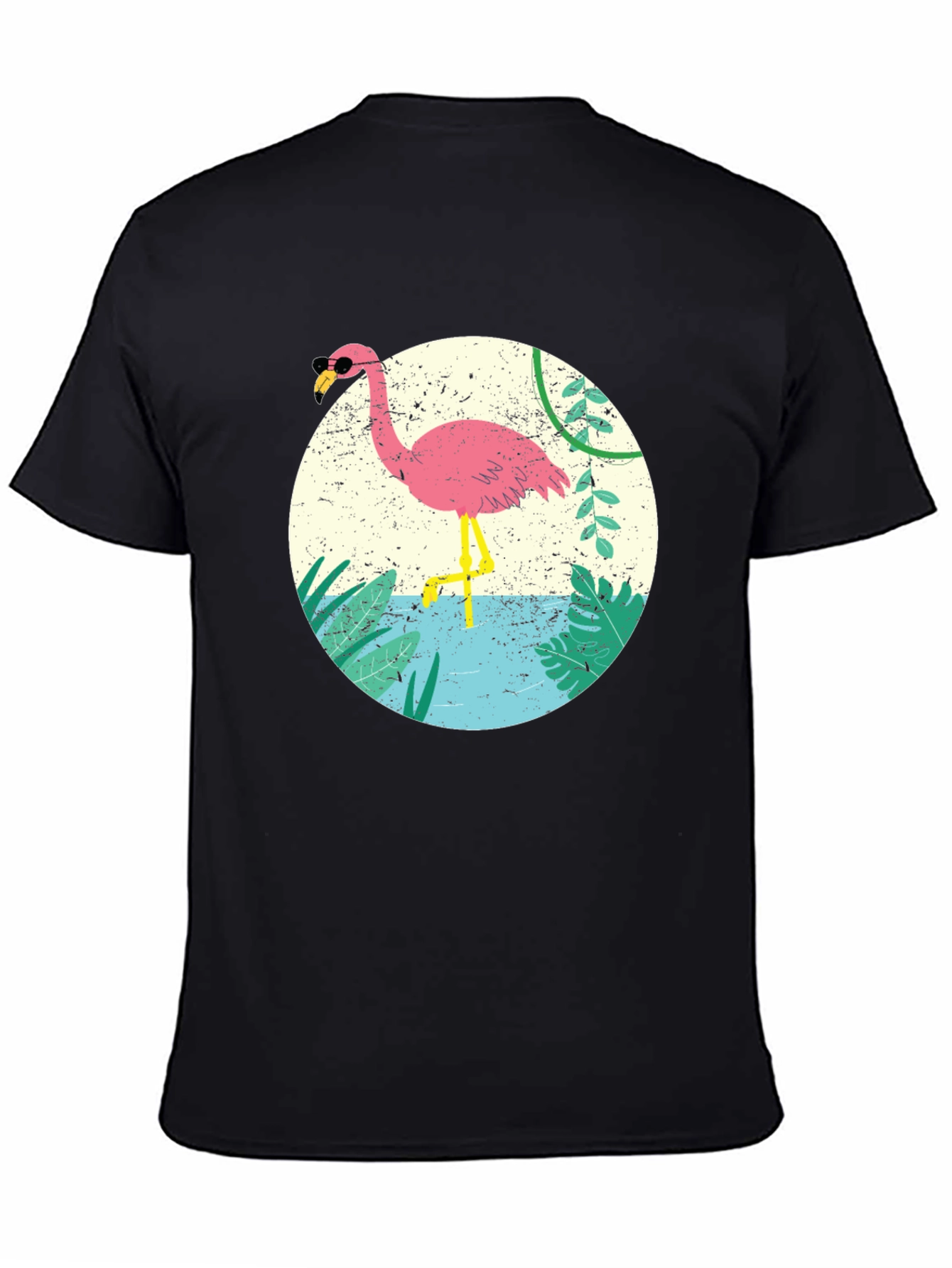 Cool Flamingo Graphic Tee - Black Cotton T-Shirt
