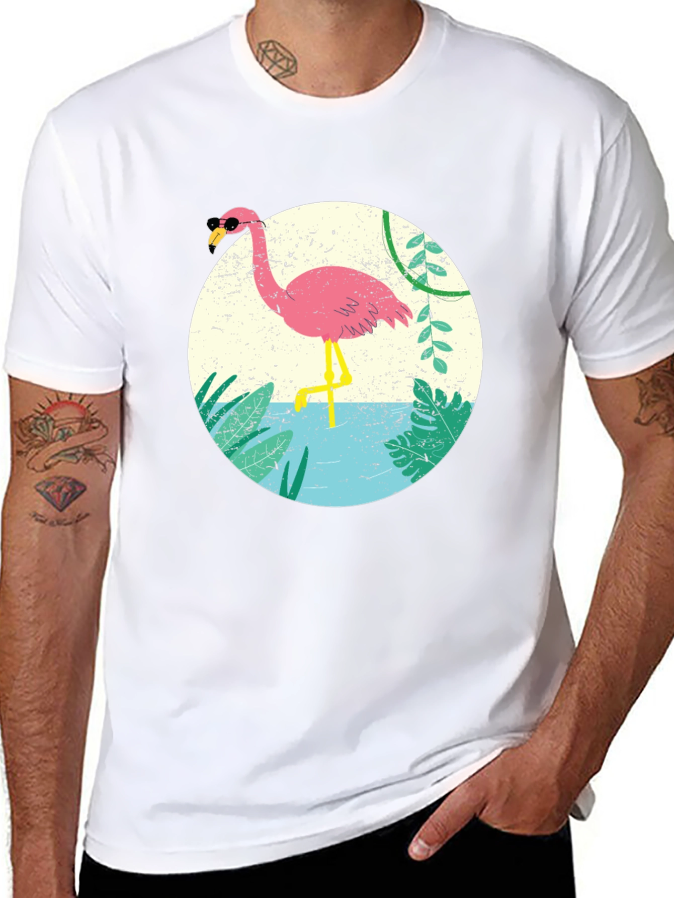 Cool Flamingo Graphic Tee - Black Cotton T-Shirt