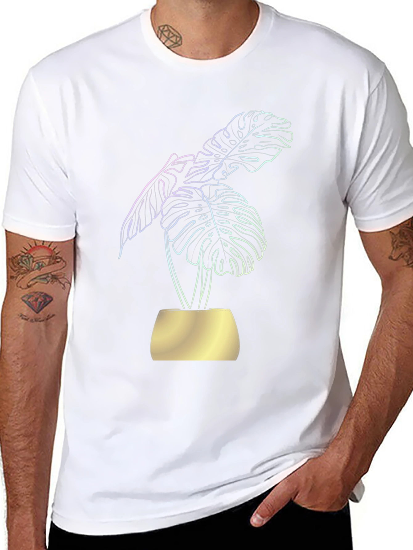 Monstera Plant Graphic Tee - Black