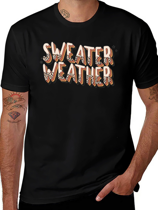 Sweater Weather Graphic Tee - Leopard Print Design