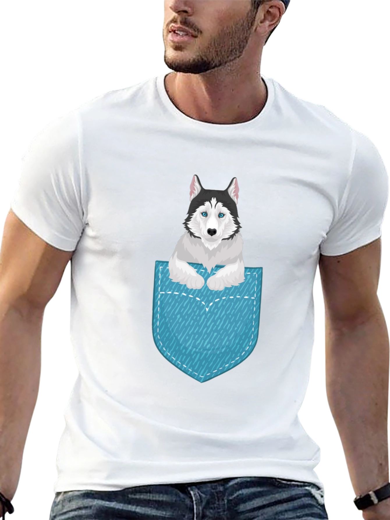 Husky in Pocket Graphic Tee
