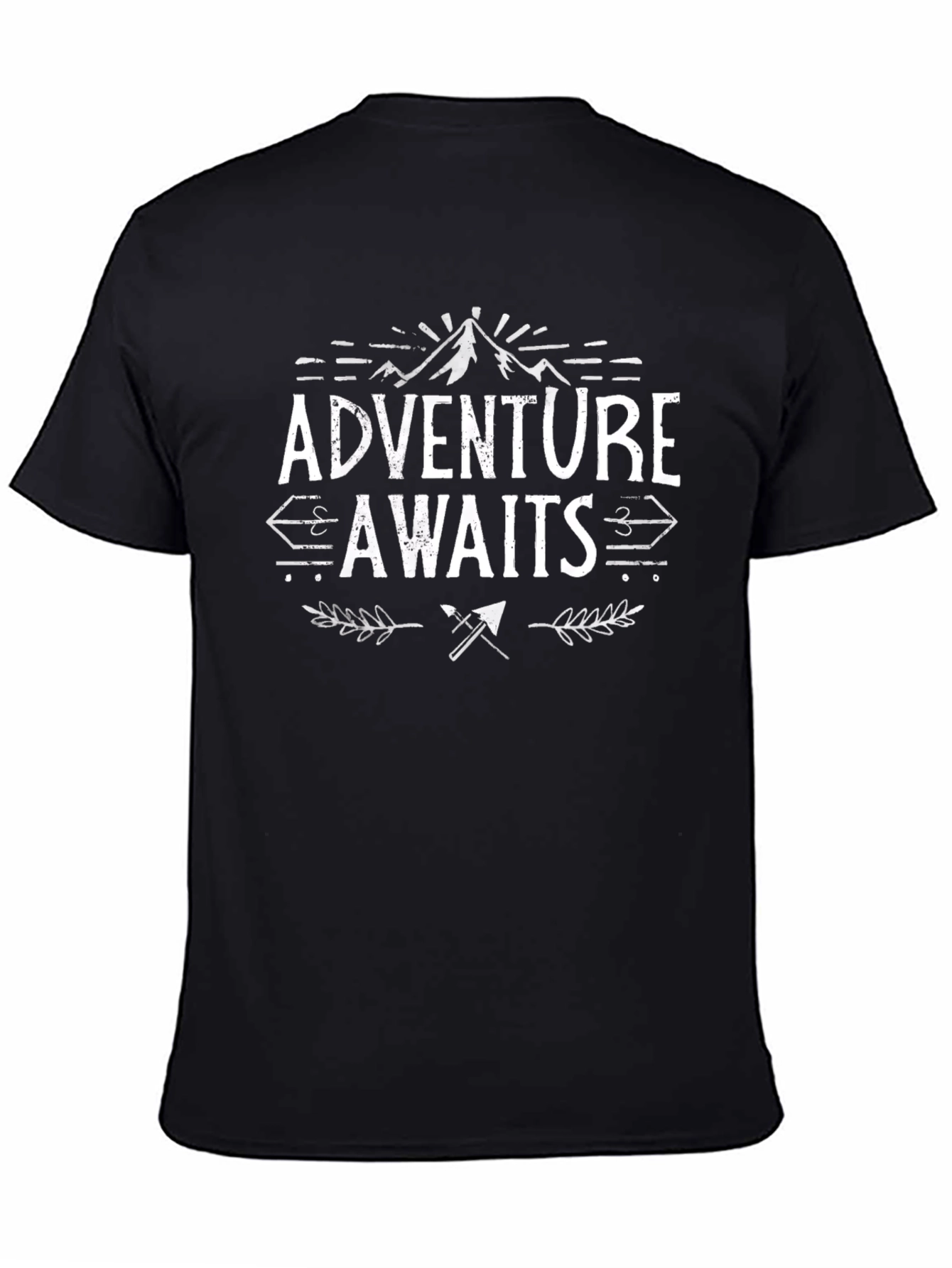 Adventure Awaits Graphic Tee - Black Cotton T-Shirt
