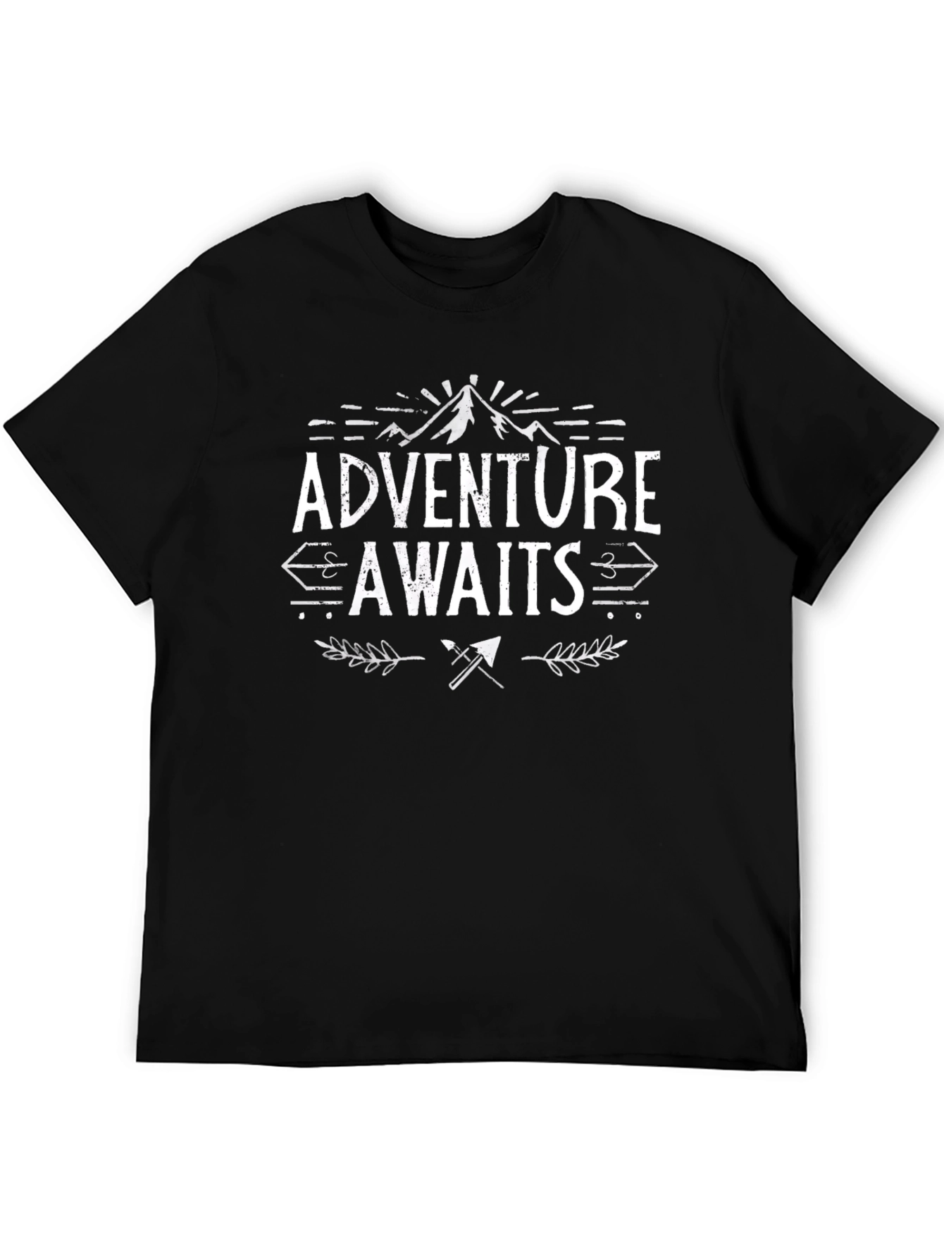 Adventure Awaits Graphic Tee - Black Cotton T-Shirt