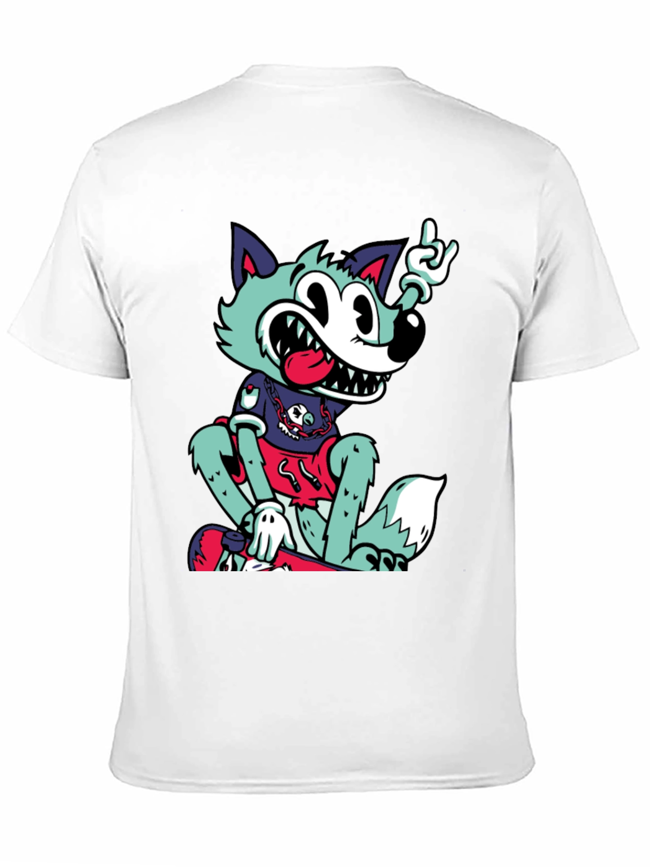 Cartoon Wolf Graphic Black T-Shirt