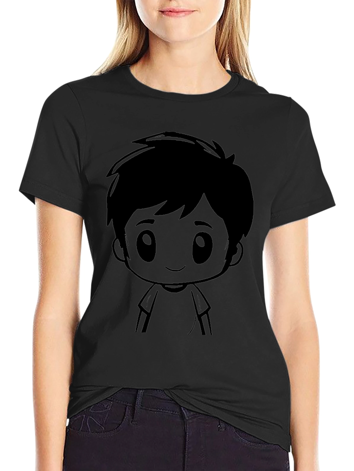 Cartoon Graphic Mens Black T-Shirt