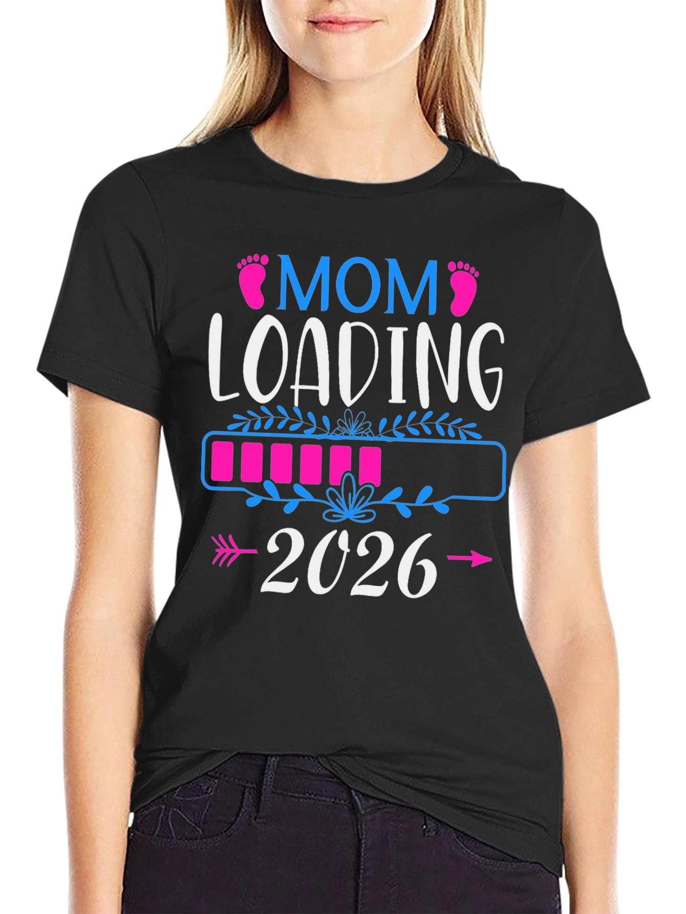 Mom Loading 2026 Pregnancy Announcement T-Shirt
