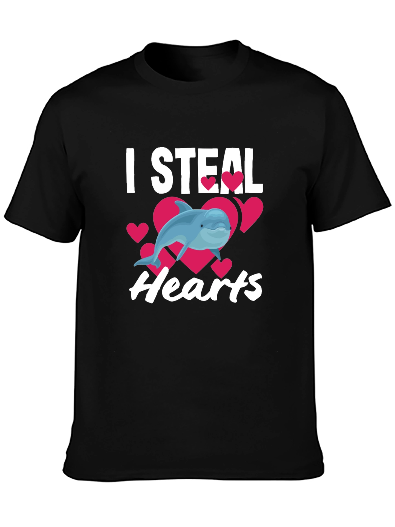 I Steal Hearts Dolphin Graphic Tee - Black