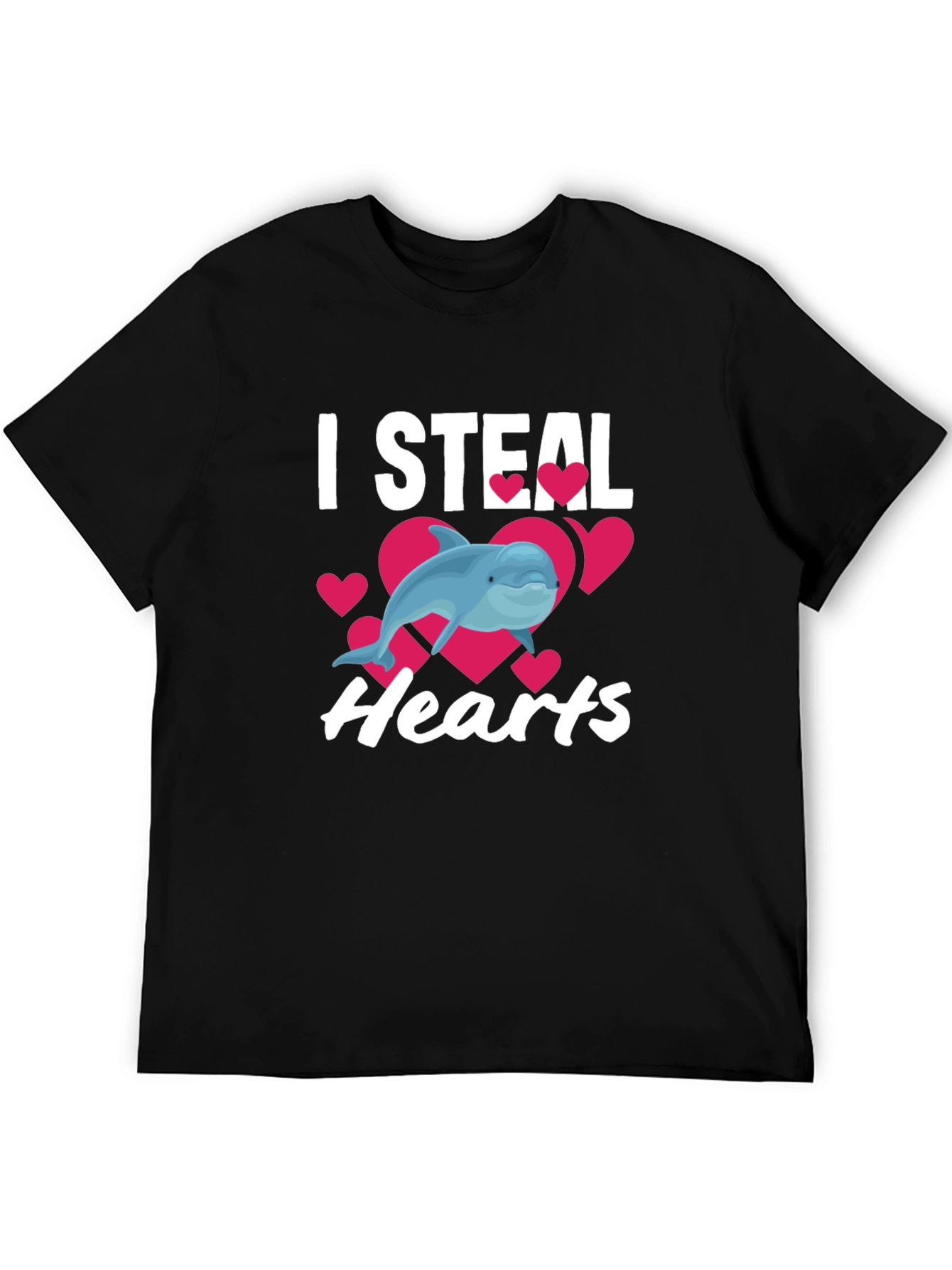 I Steal Hearts Dolphin Graphic Tee - Black