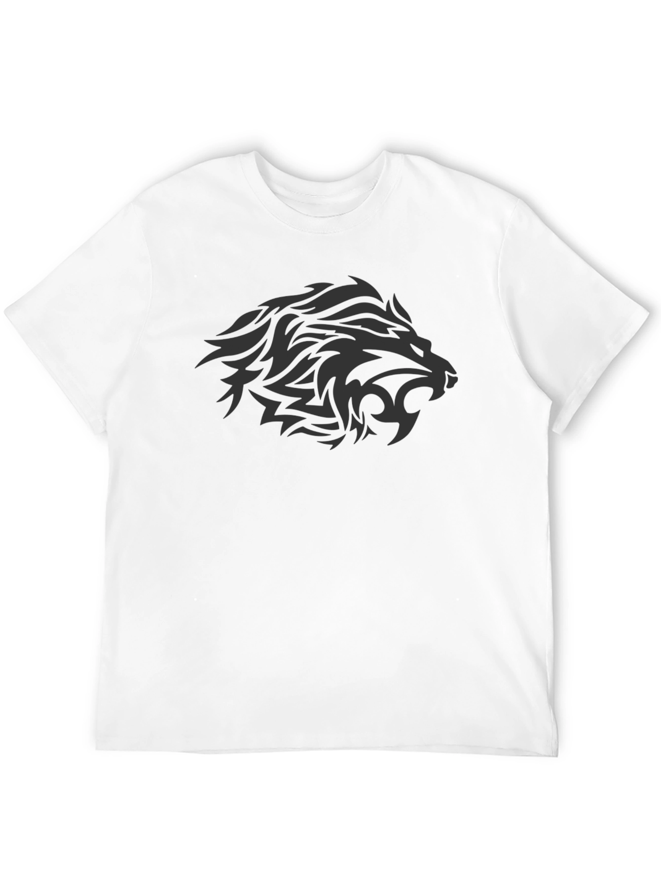 Lion Tribal Design Black T-Shirt