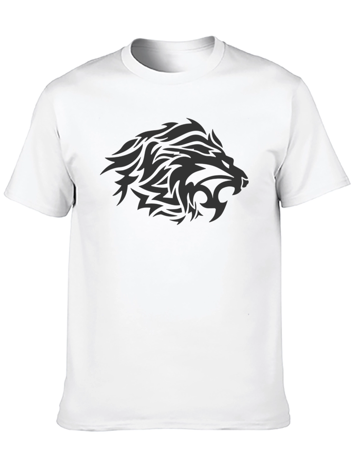 Lion Tribal Design Black T-Shirt