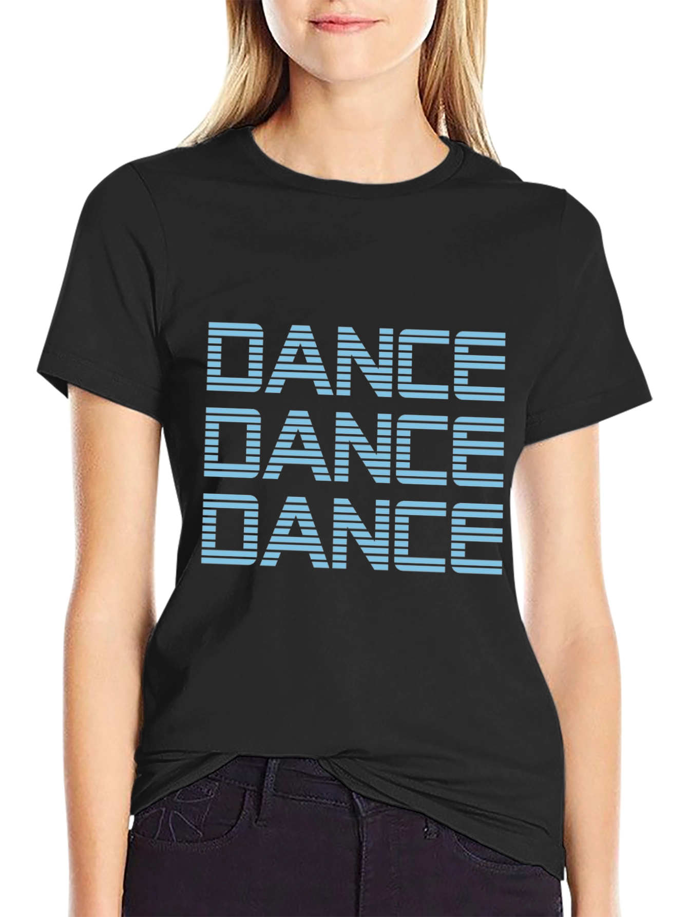 Dance Graphic Tee - Black Cotton Crew Neck T-Shirt