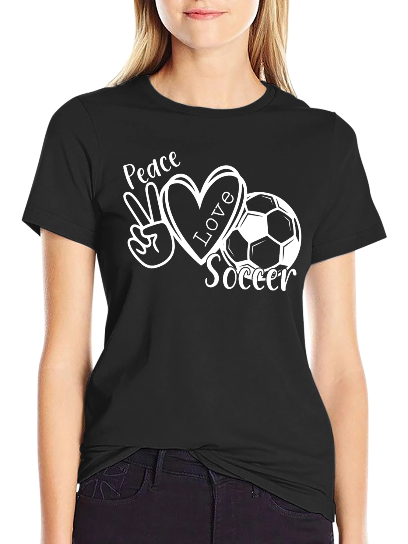 Peace Love Soccer T-Shirt Graphic Tee
