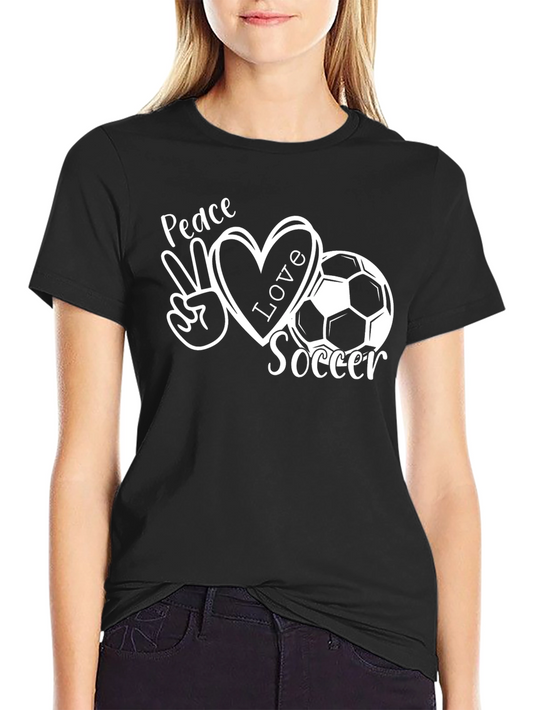 Peace Love Soccer T-Shirt Graphic Tee