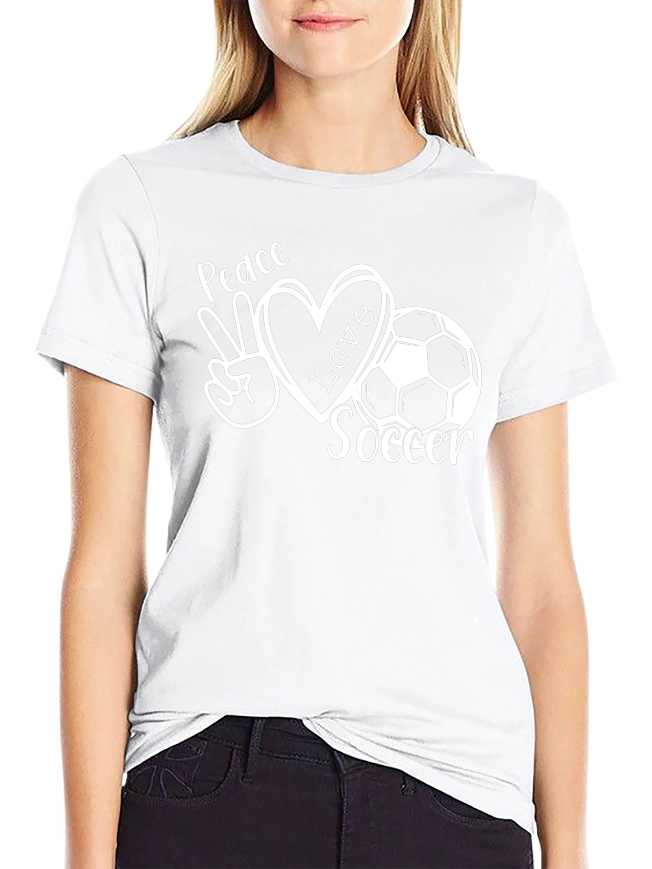 Peace Love Soccer T-Shirt Graphic Tee