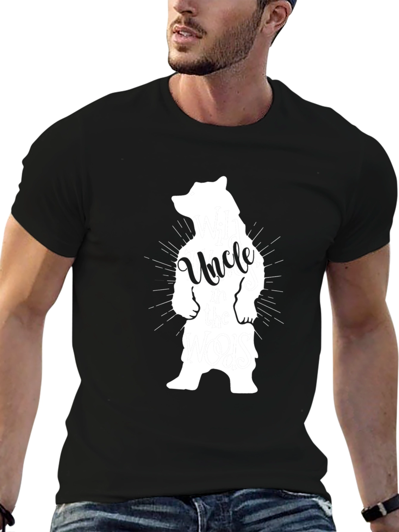 Uncle Bear Graphic Tee - Black Unisex Shirt