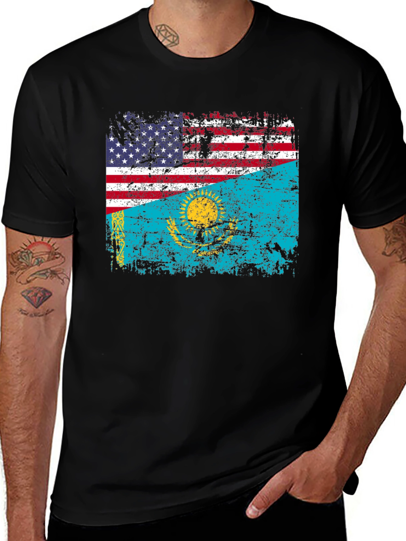 USA Kazakhstan Flag T-Shirt