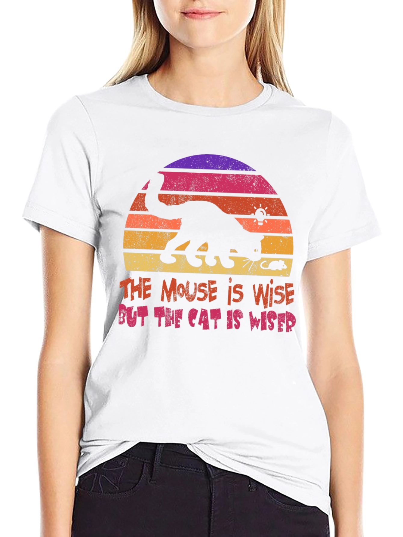 Cat and Mouse Sunset Graphic T-Shirt