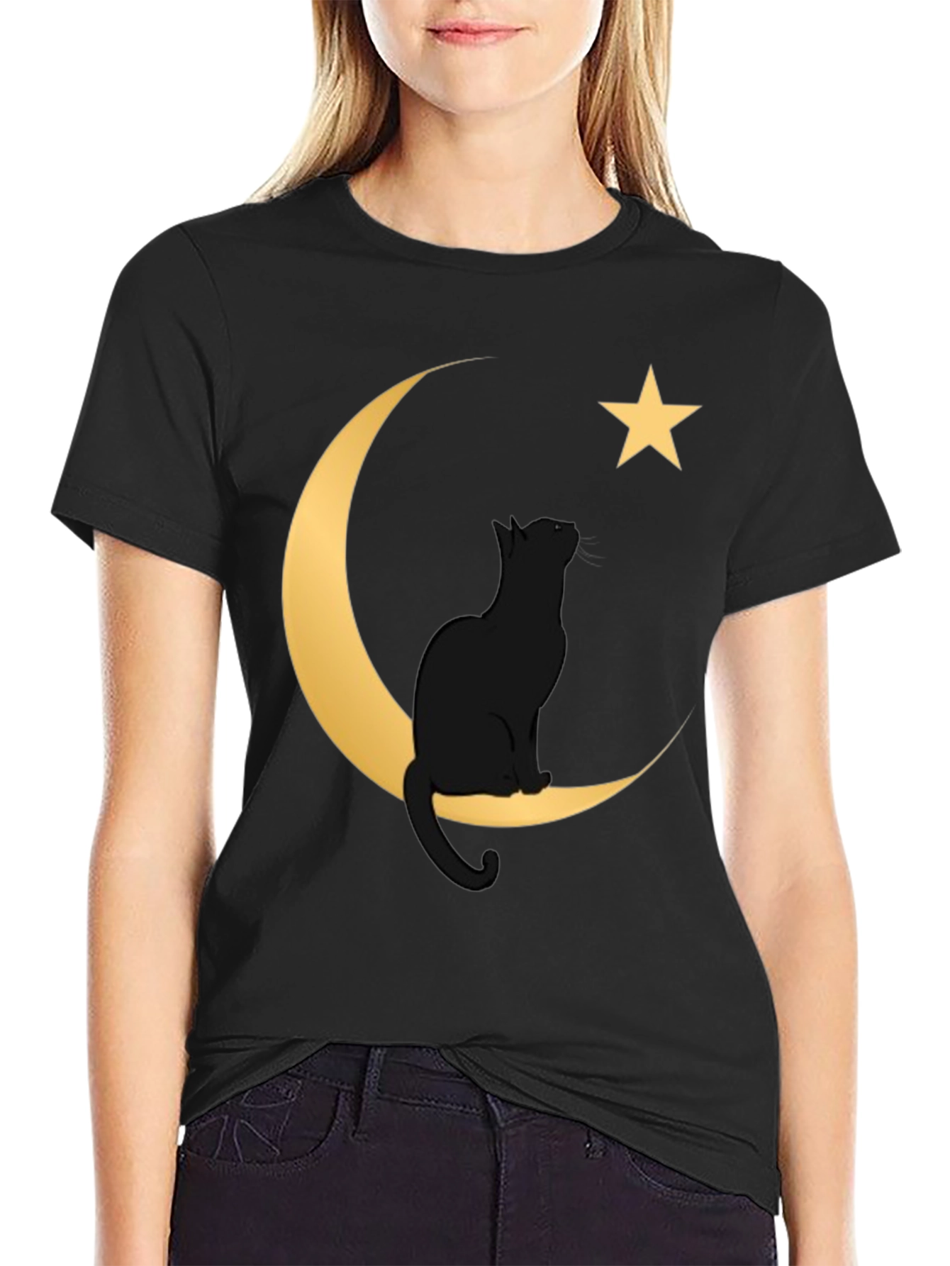 Cat on Moon Graphic Tee