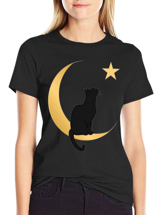 Cat on Moon Graphic Tee