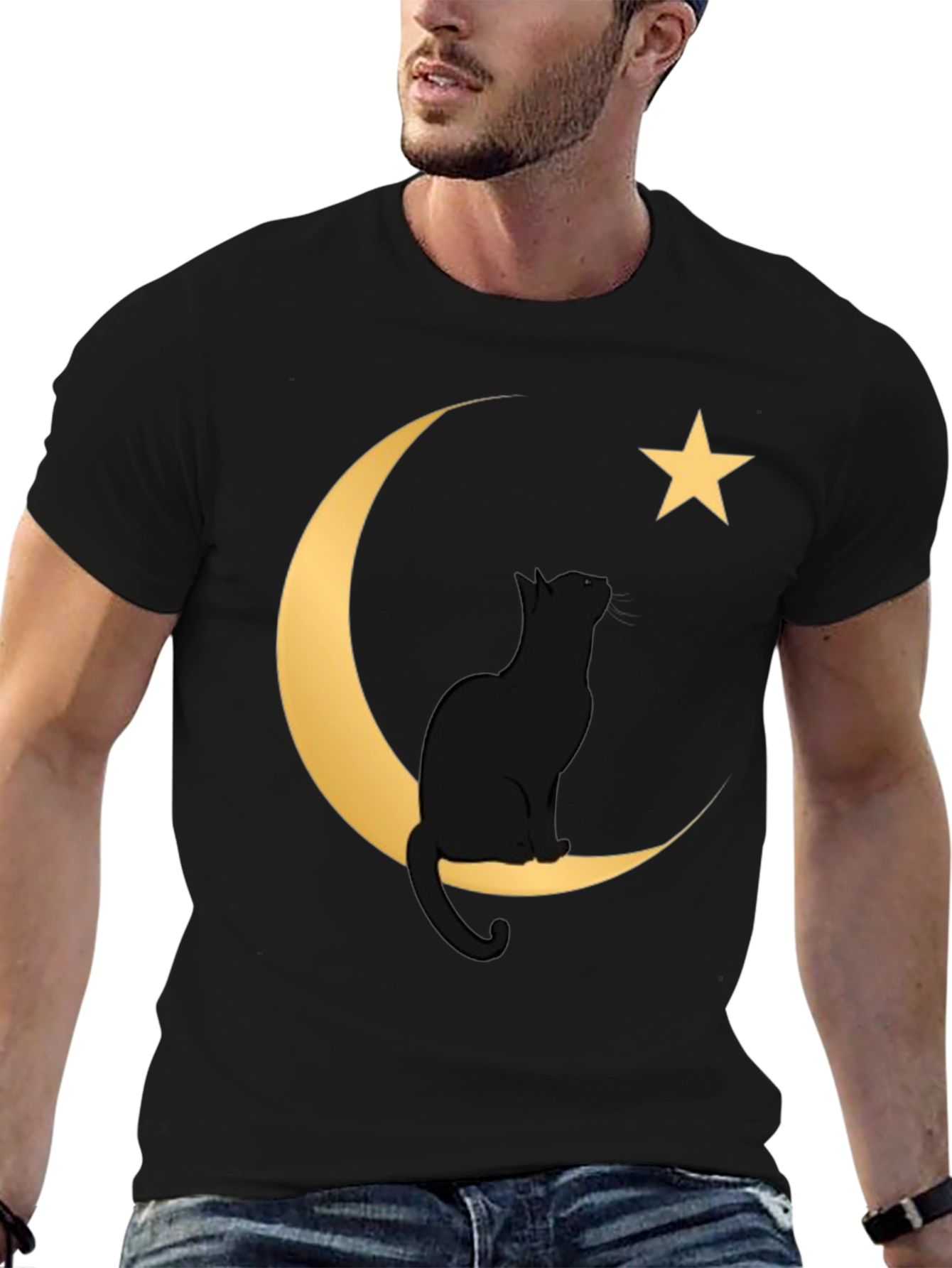 Cat on Moon Graphic Tee