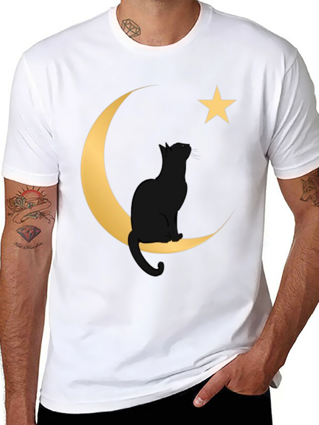 Cat on Moon Graphic Tee
