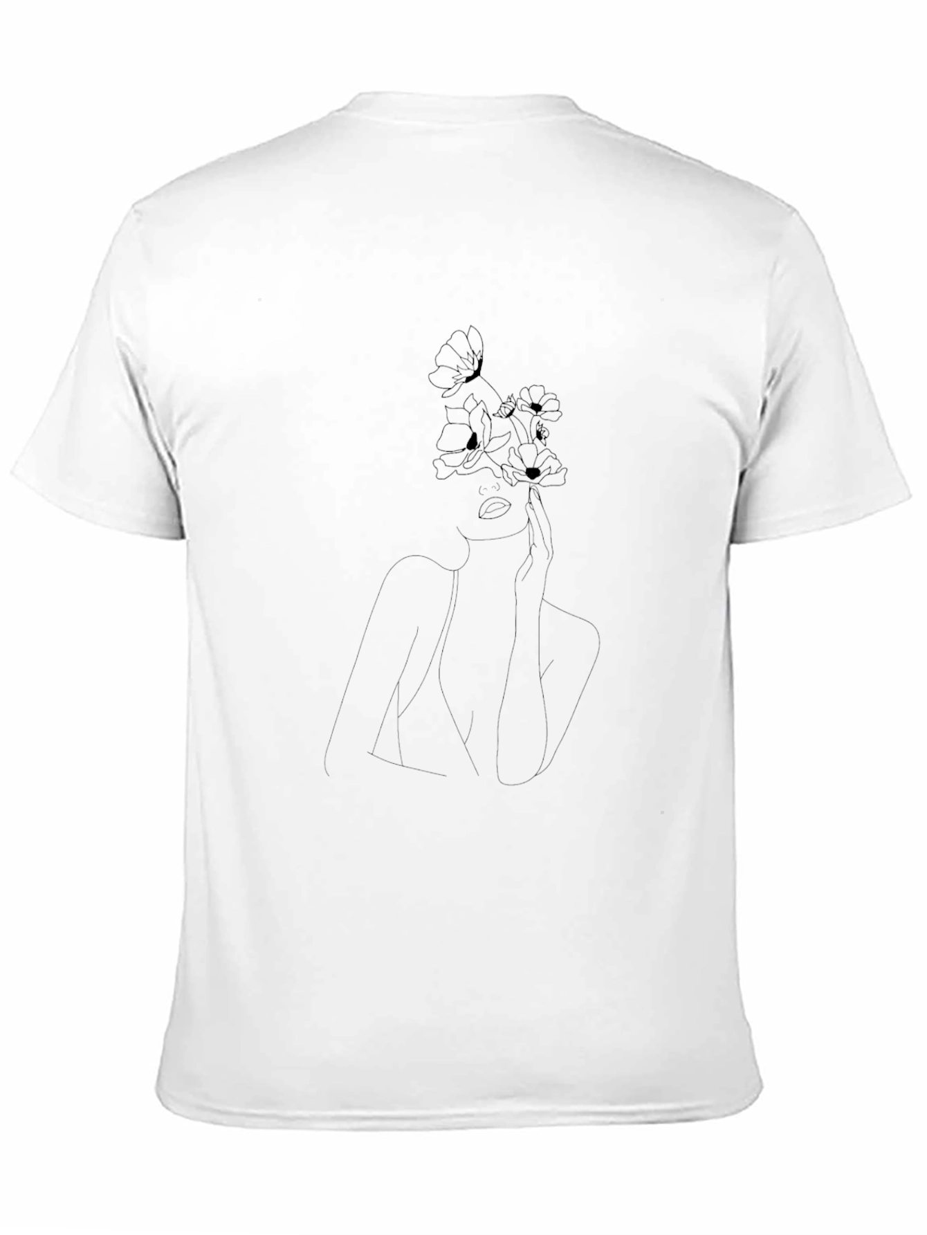 Minimalist Floral Woman Black T-Shirt