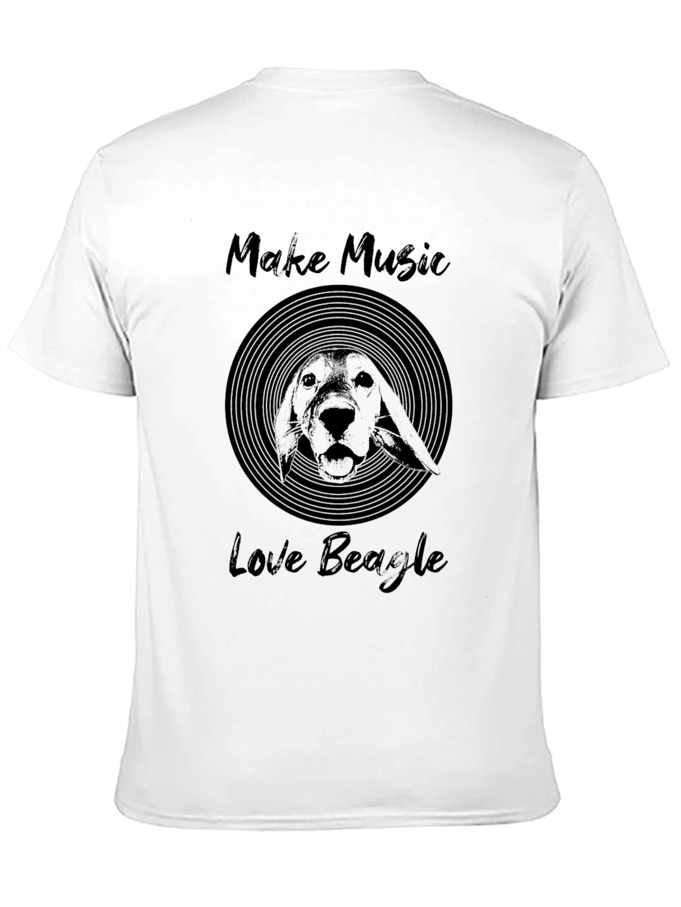 Make Music Love Beagle T-Shirt - Black