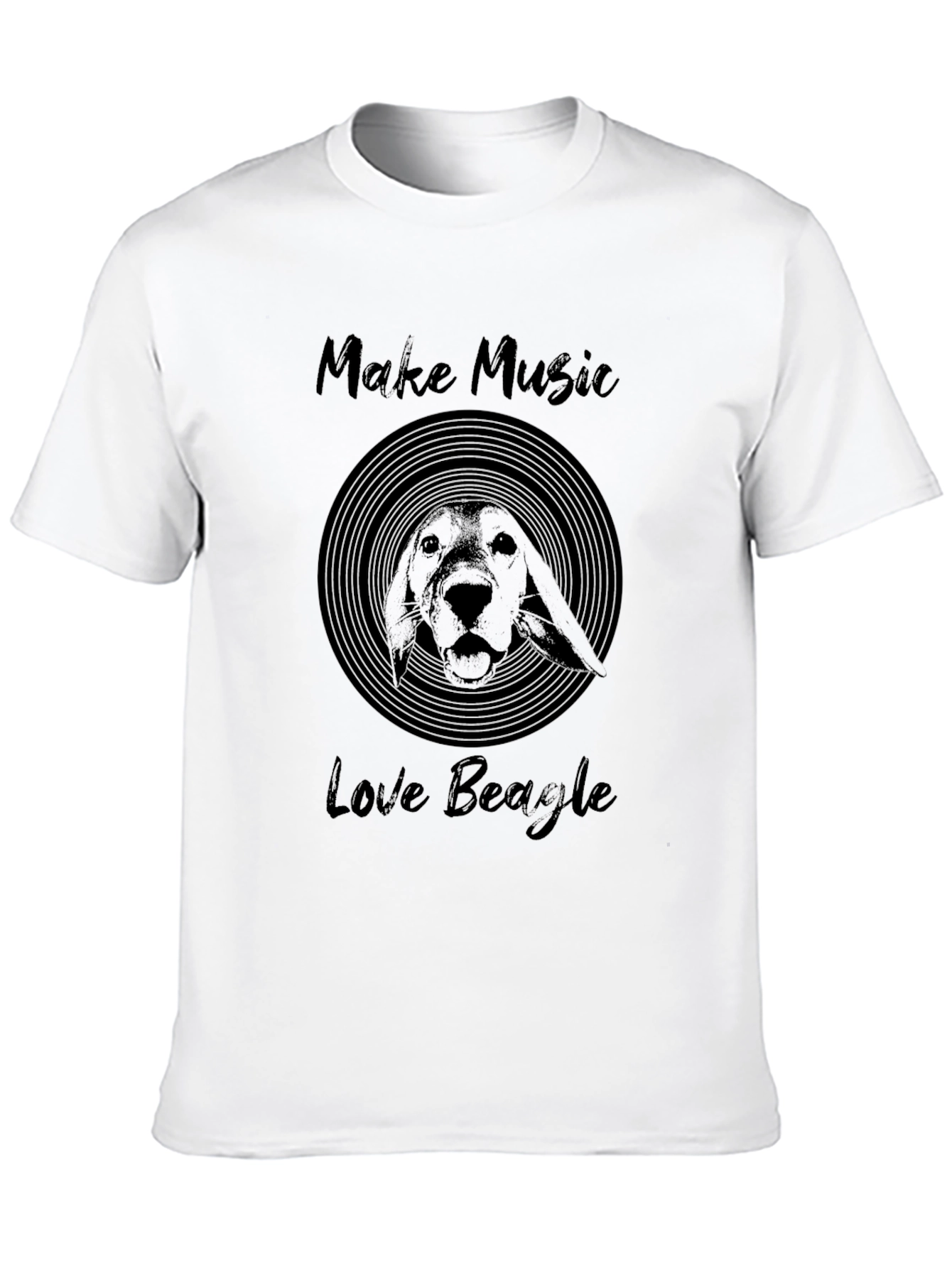Make Music Love Beagle T-Shirt - Black