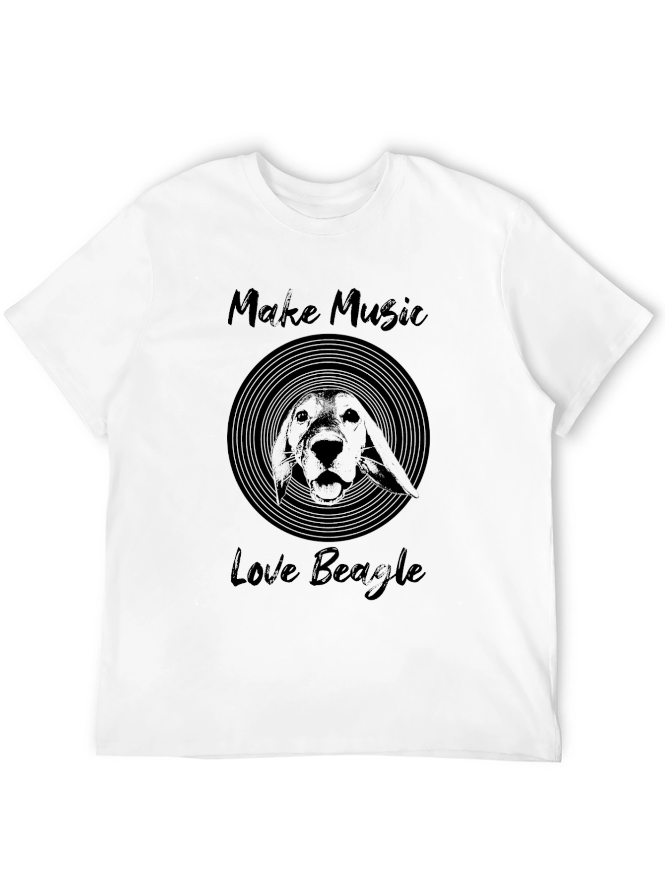 Make Music Love Beagle T-Shirt - Black