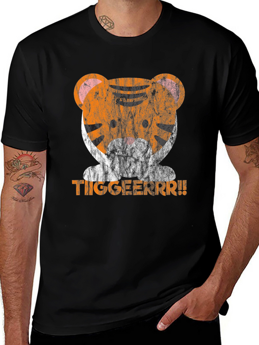 Cute Tiger Graphic Tee - Distressed Print