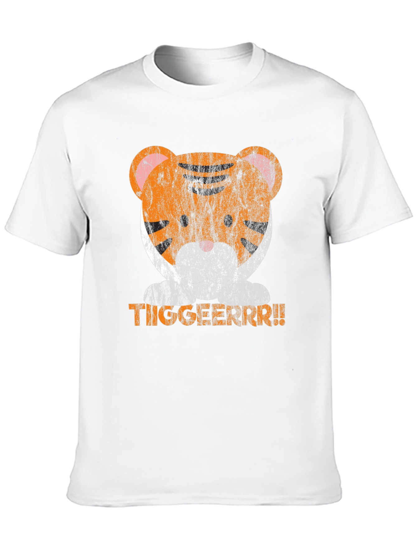 Cute Tiger Graphic Tee - Distressed Print