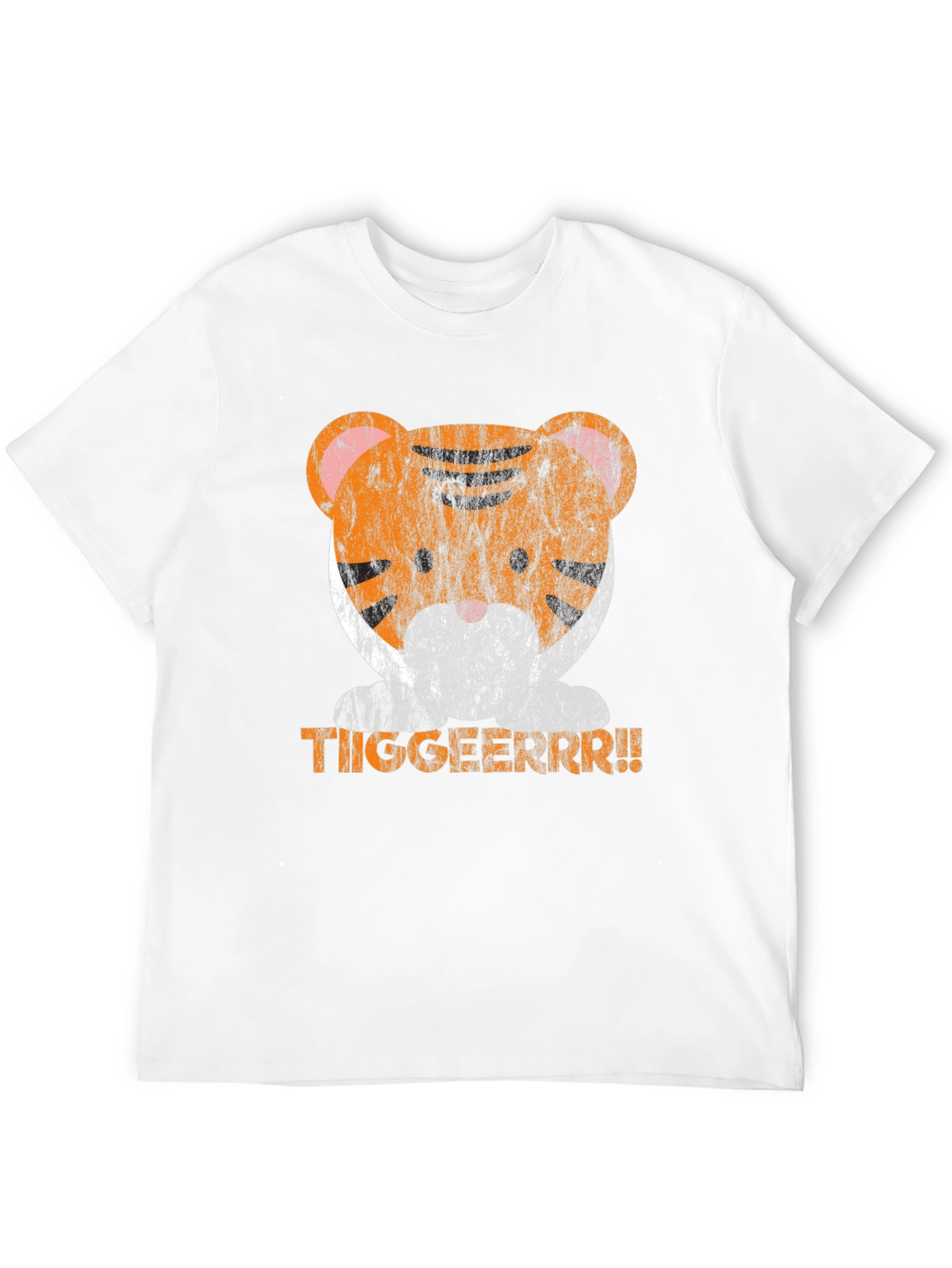 Cute Tiger Graphic Tee - Distressed Print