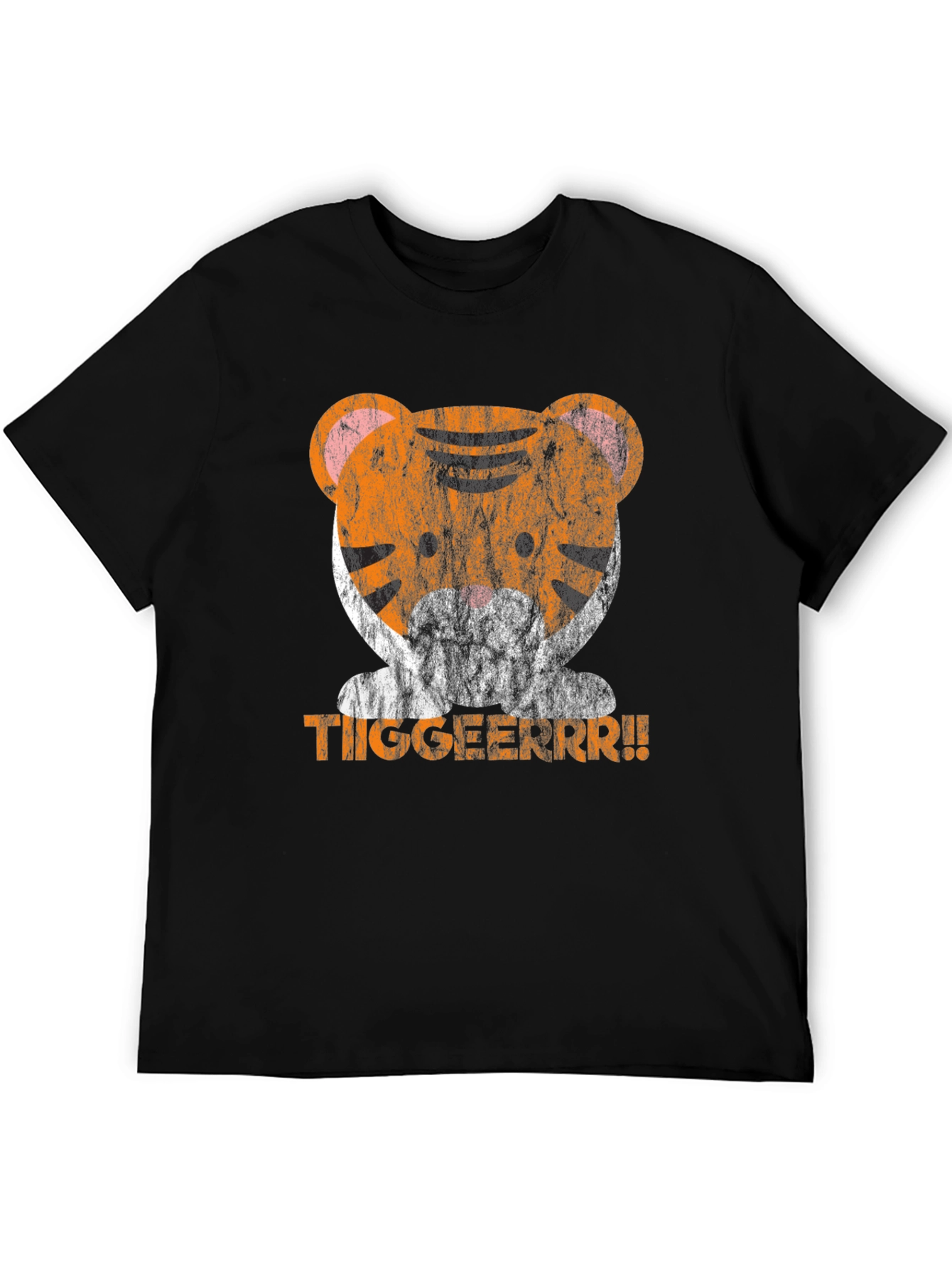 Cute Tiger Graphic Tee - Distressed Print